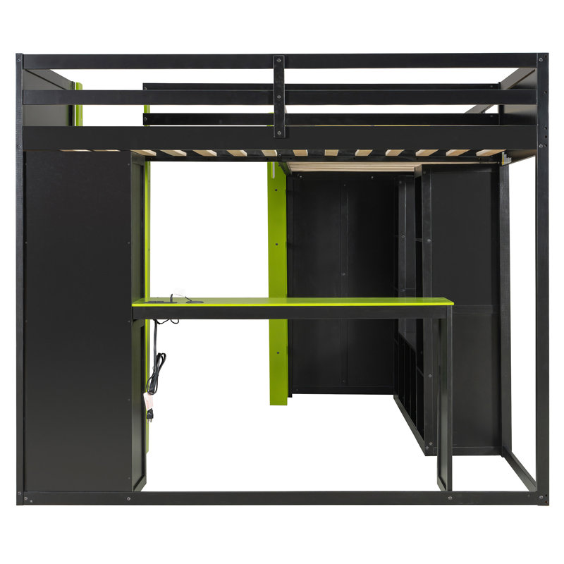 Base de lit de jeu en L en forme de L avec lumières DEL RVB, Vert