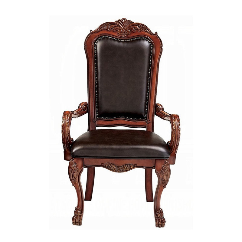 Set Of 2 Brown And Cherry Oak Armchairs With Nailhead Trim | Gift Idea