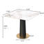 Table carrée en bois fritté blanc de 85 cm avec pieds en bois noirs et base en métal doré, plateau en bois-805648958