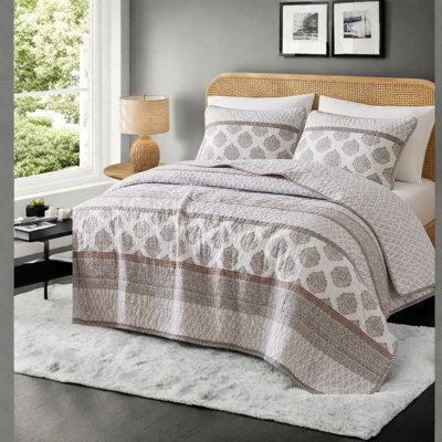Ensemble de literie matelassée King/Cal King, 100 % coton, réversible