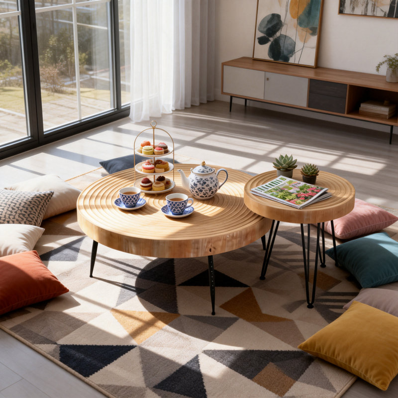 Audric 2 Piece Coffee Table Set, Natural