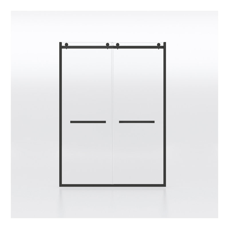 Portes de douche coulissantes en verre sans cadre de 60 po de largeur x 76 po de hauteur avec verre trempé transparent de 3/8 po (10 mm)