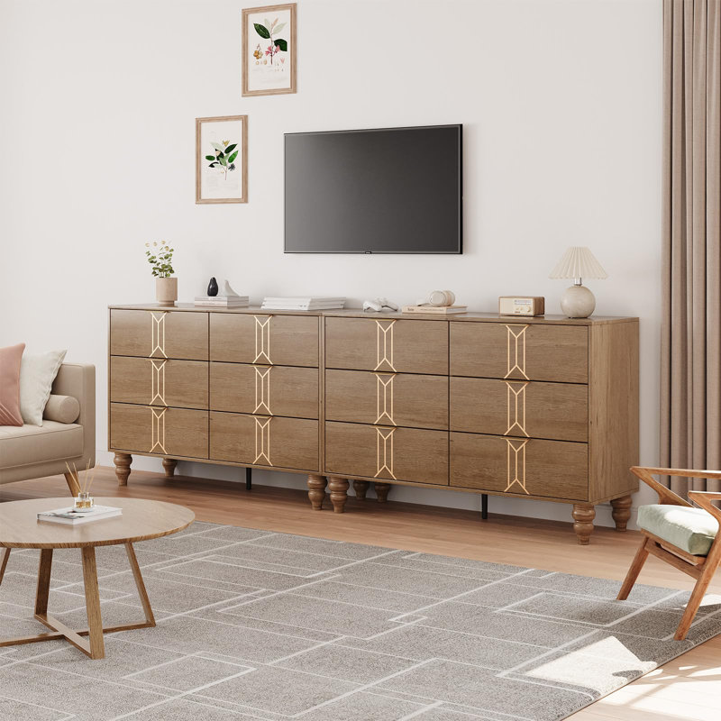 Commode 6 tiroirs Modern, Brun