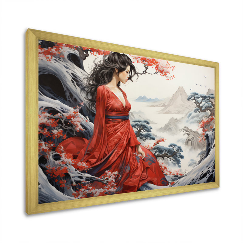 «Japon Art Ukiyoe Reverie Of Woman III», reproduction sur toile, H 30 po x l 40 po x P 1,5 po, Cadre doré simple