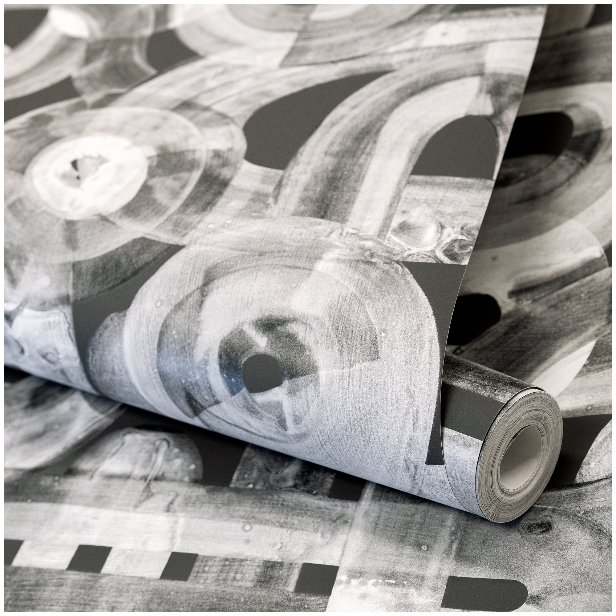 Salt Sheen Finish Penello Brush Dance Design Wallpaper Roll, Black
