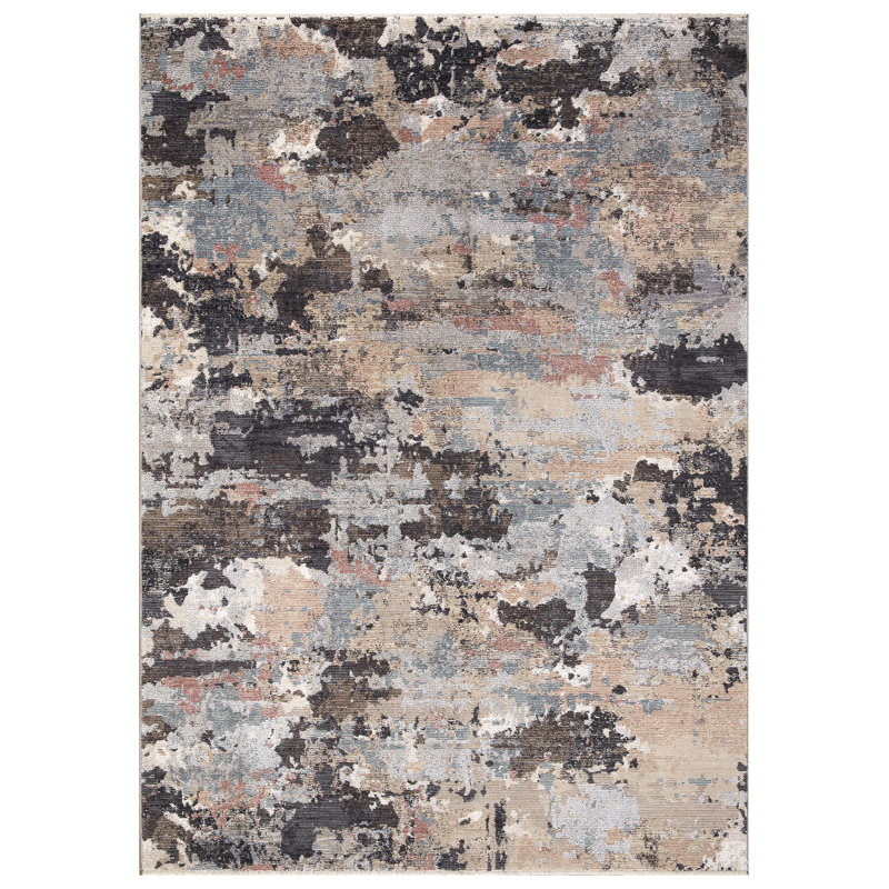 Celeste brun abstrait sans brun vieilli, Rectangle 7 pi 10 po x 10 pi 6 po