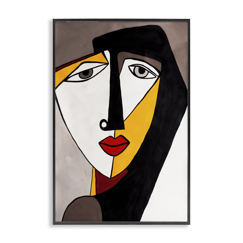 Art cubique «Giclee Face» par Ruth Fromstein, H 18 po x l 12 po, Giclée encadrée noir minuit