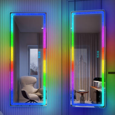 Wrought Studio Denekia Lighted Full Length Mirror Wall Mounted Mirror, RGB  Color Changing LED Lights Mirror & Reviews