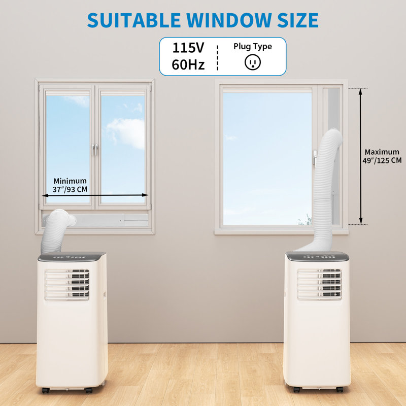 Climatiseur portatif 8 000 BTU avec refroidissement, déshumidificateur et ventilateur, refroidissement ultra-silencieux jusqu'à 350 pieds carrés Installation facile
