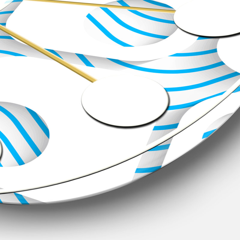 Horloge murale 3D blanche et bleue III - Mid-Century, Surdimensionné