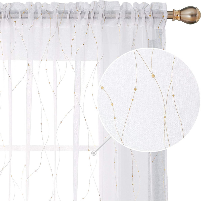 Sheer Curtain Pair, 52" W x 84" L, Gold