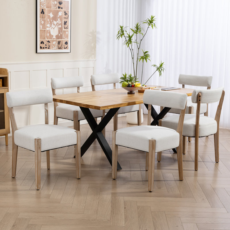 Chaises de salle à manger rembourrées en lin, Beige