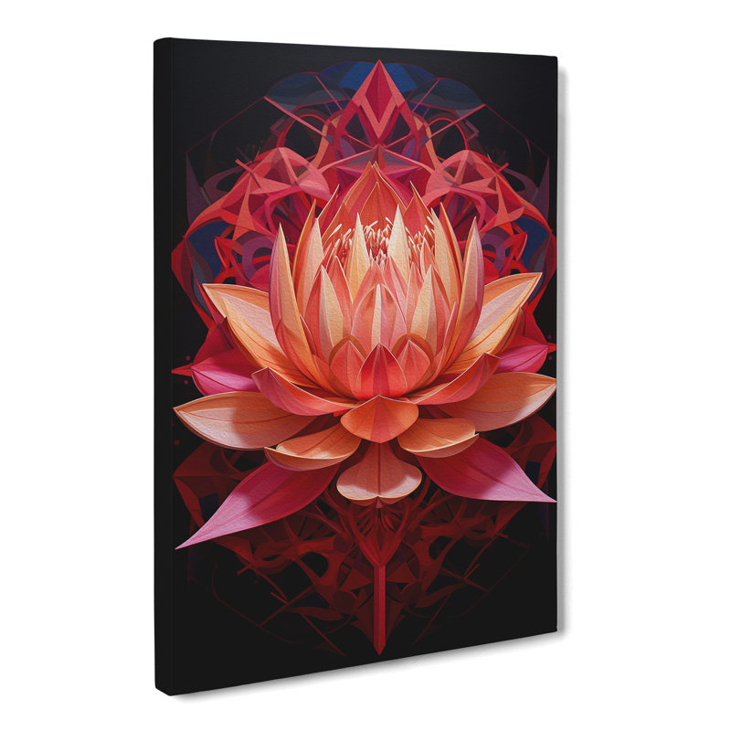 Lotus Flower Geometric - Wrapped Canvas, 60cm H x 40cm W x 3cm D