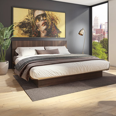 ZEN ALPHA – Platform Bed with Headboard – Easy Assembly, No Box Spring Required