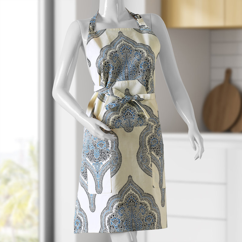 Printed Cotton Kitchen Apron with Pockets Adjustable