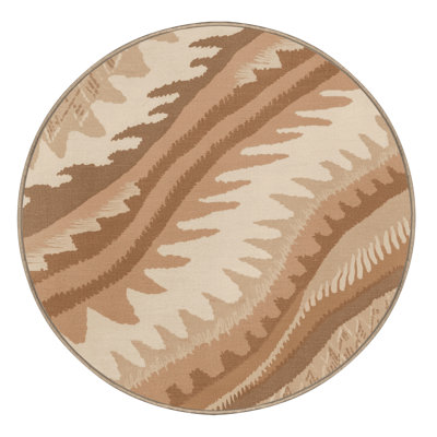 Tapis ikat bohémien doux et moelleux en brun - reliure beige