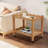 Solid Rubberwood Rolling Side Table