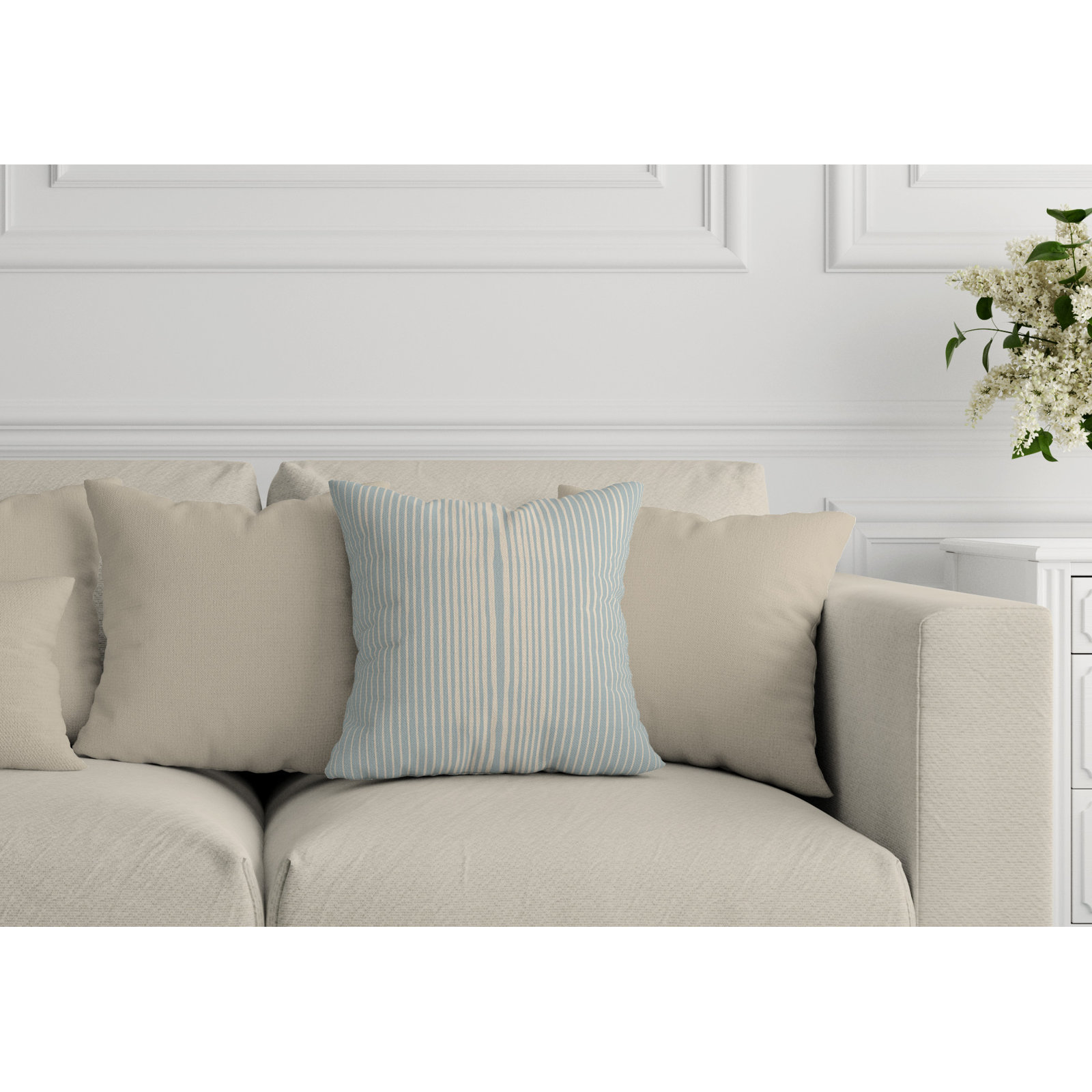 Ash Striped Indoor/Outdoor Throw Pillow, 20" x 20", Blue