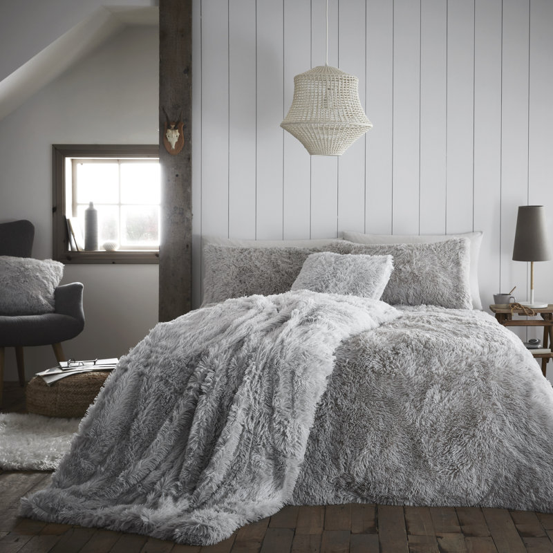 Teddy Fleece Duvet Cover Set with Pillowcases, Ultra Soft Plush Winter Bedding Set with Pillow Case(s), Warm Cosy Quilt Cover, Machine Washable
