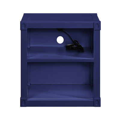 Table de chevet en métal bleue pour chambre à coucher - Étagère ouverte de style moderne