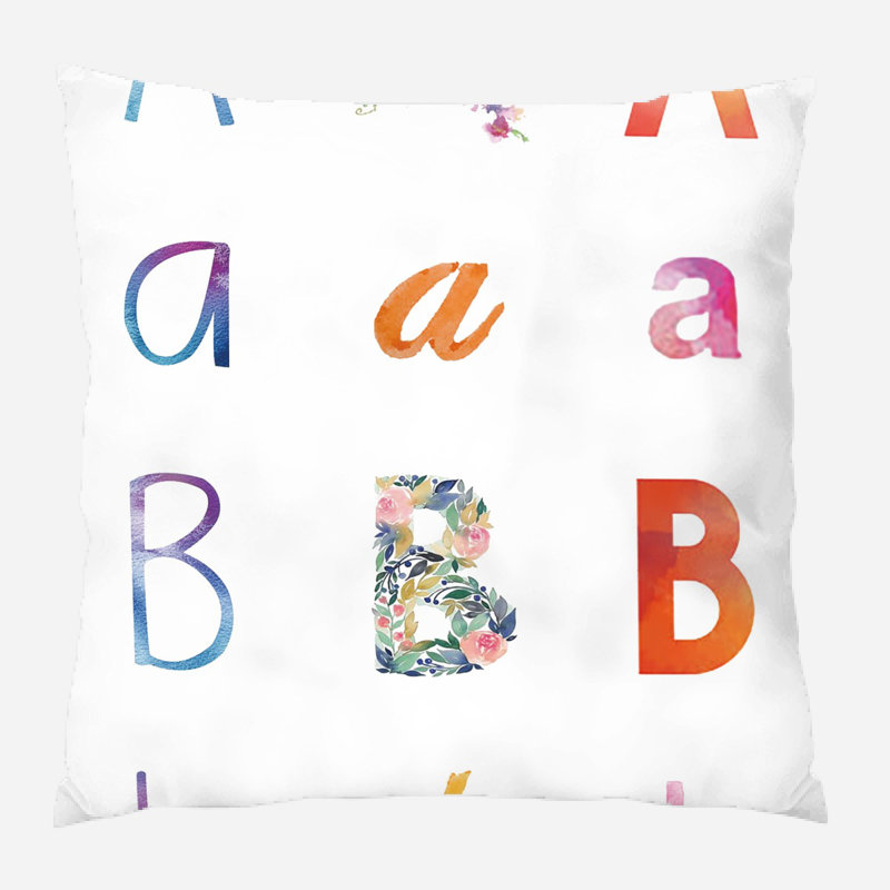 Coussin décoratif alphabet Rummond, Microsuède, Intérieur