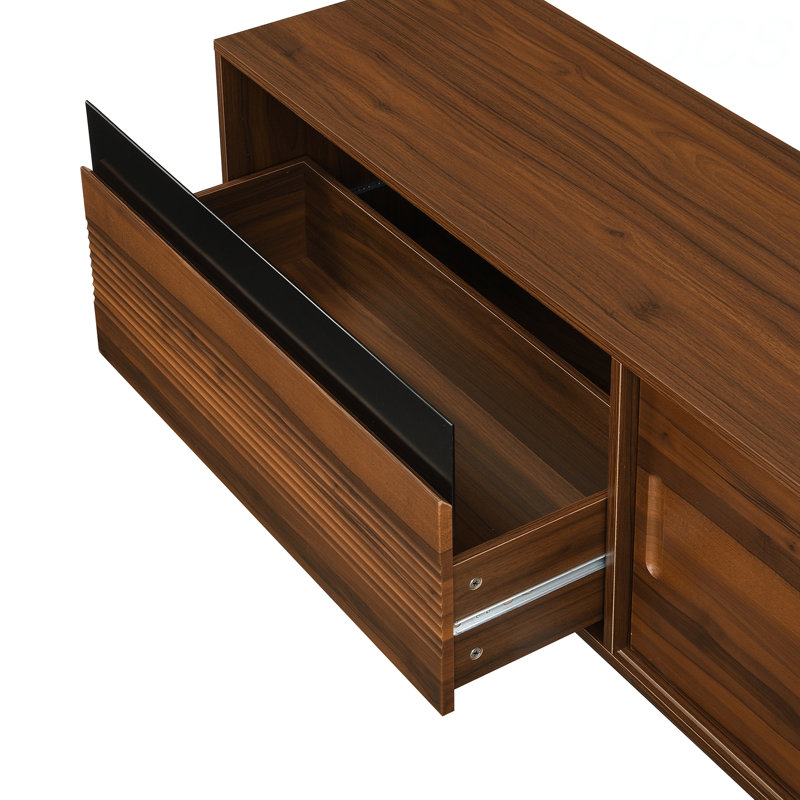 70.8'' Modern TV Stand For Tvs Up To 75 Inches, Entertainment Center With Storage Space, Sliding Doors, Adjustable Shelves And Metal Frame, Mid Century Modern Media TV Console Table For Living R, TV Stand