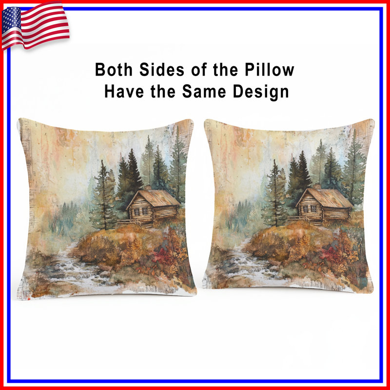 Rustic Cabin Forest Double Sided Throw Pillows, 18 x 18 inches