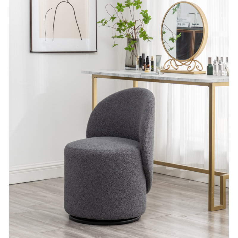 Annielise Upholstered Swivel Barrel Chair, Gray 100% Polyester