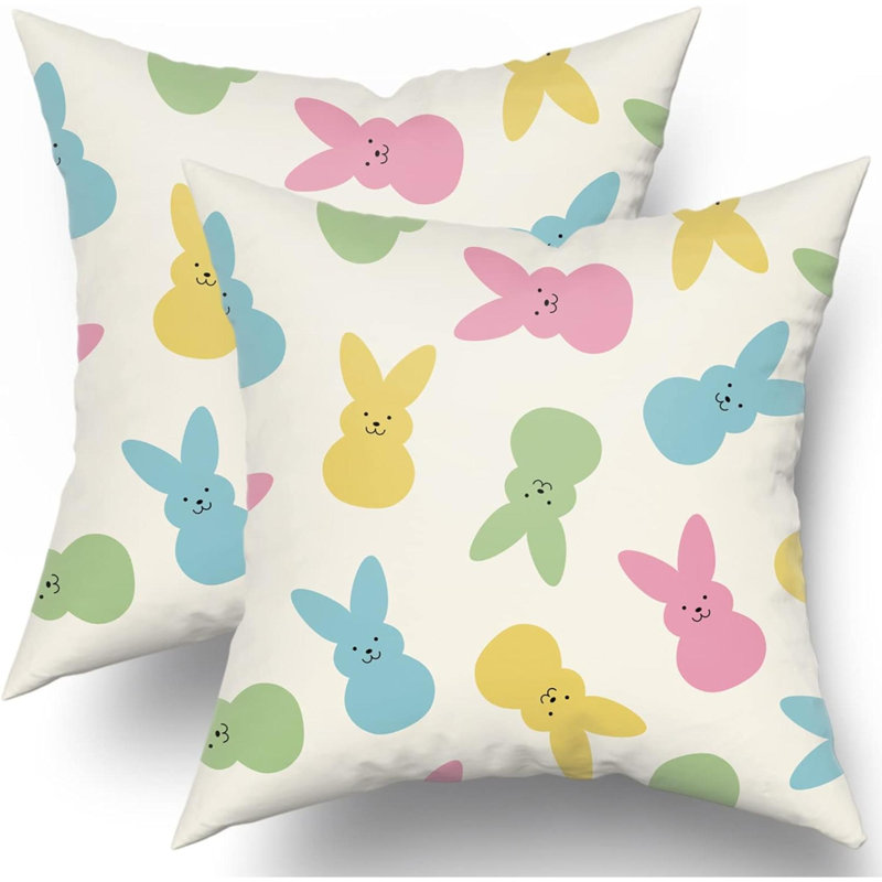 Housse de coussin , Rose / bleu clair / vert clair