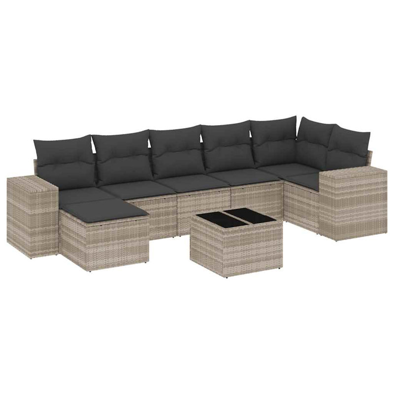  Ensemble de canapé de jardin gris clair, gris foncé