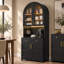 Armoire de cuisine cintrée avec portes vitrées, éclairage DEL, station de recharge et tablettes réglables.-958201059