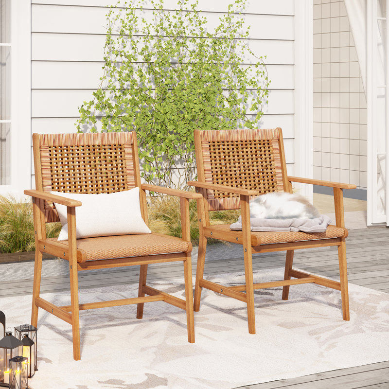 Stacking Acacia Patio Dining Armchair