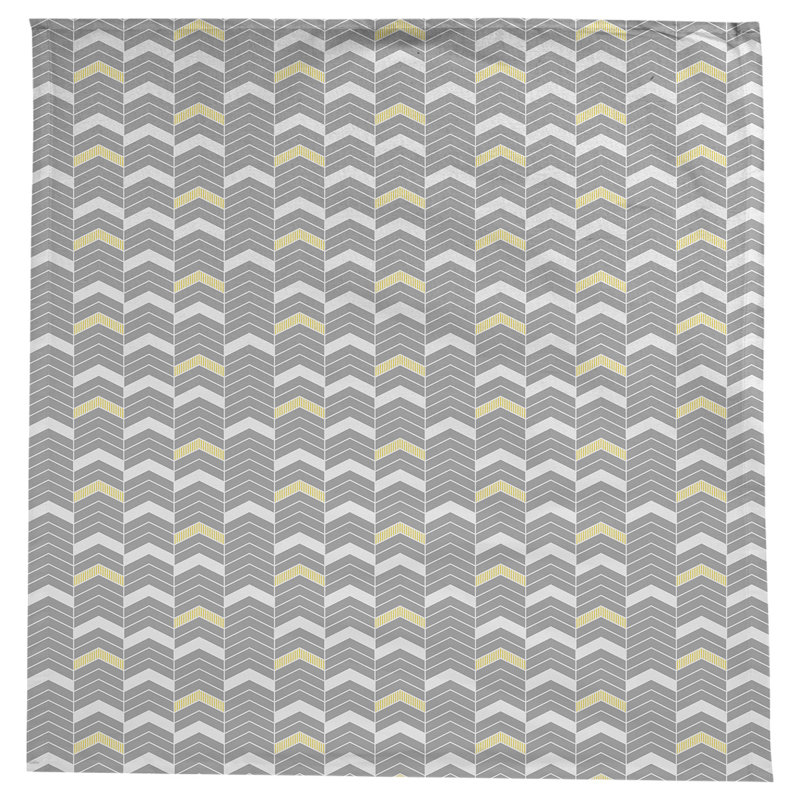 Stephenie Lined Chevrons Tablecloth, Gray/Yellow/White