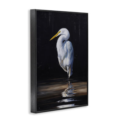 «Balancing Egret Bird», art de la giclée encadrée par Mark Kelso bk-001