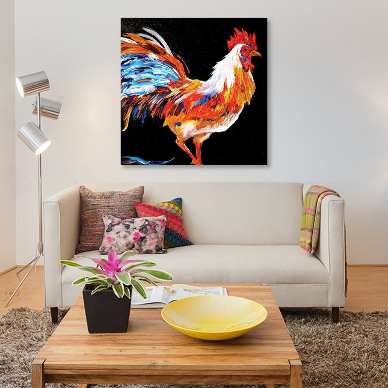 «Rooster», reproduction sur toile, H 12 po x l 12 po x P 1,5 po, Pas de tapis, Toile tendue