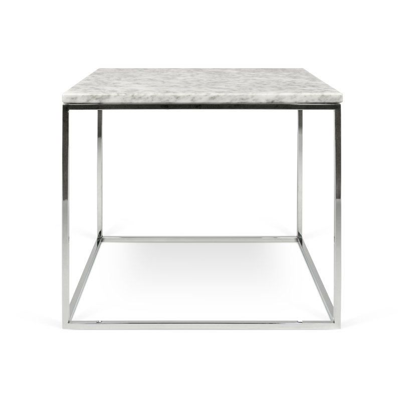 Tonya Frame End Table, Chrome, White