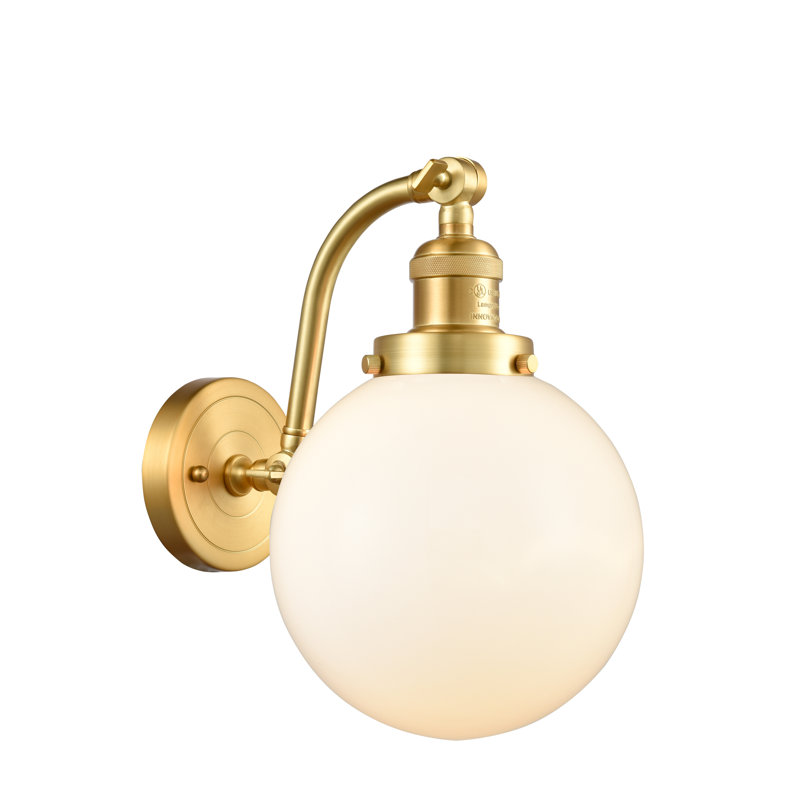Clementina Armed Sconce, Matte White Cased, LED, Antique Copper