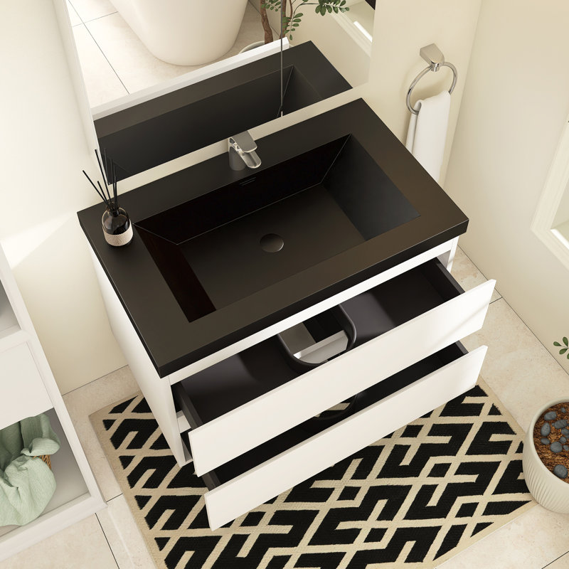 Meuble-lavabo flottant blanc 36 po Angela Angela, Blanc