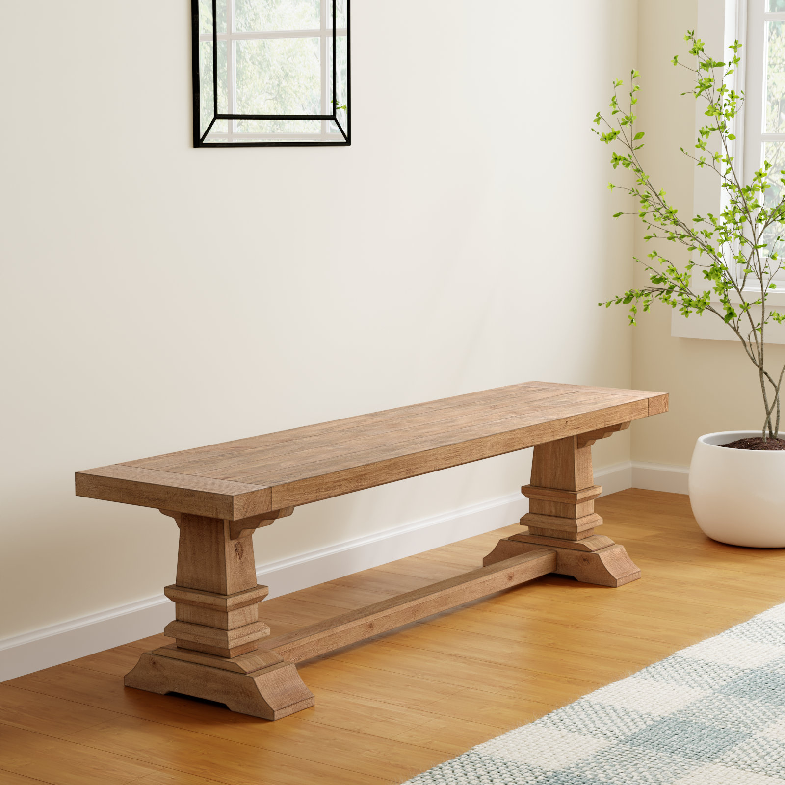 Vienna Dining Bench, 18"H x 66"W x 16"D