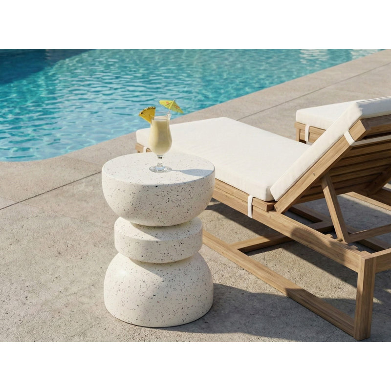 Pedestal End Table, White