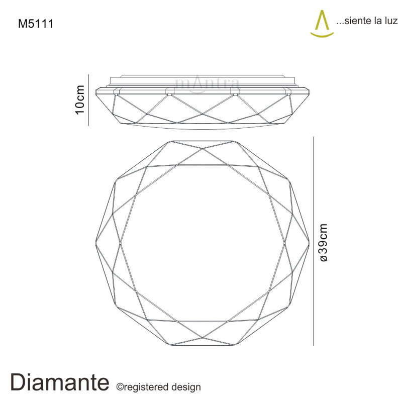 Campton Acrylic LED Flush Mount, 10cm H x 39cm W x 39cm D
