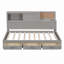 Lit de jour en bois avec 3 tiroirs de rangement, tablette souple supérieure, tablette et ensemble de prises et ports USB-1738978591-1738978588