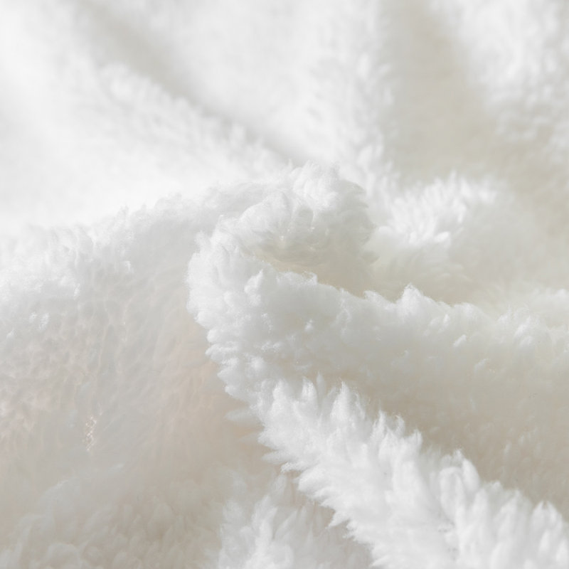 Teddy Fleece Duvet Cover set, White, Single - 1 Standard Pillowcase