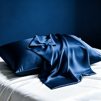 100% Mulberry Silk Pillowcase Grade 6A 22mm Natural Silk 20"x30" Navy