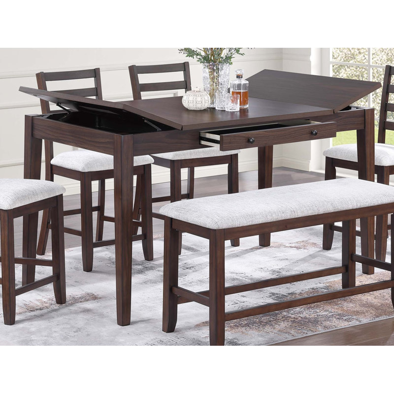 Table de salle à manger noyer avec tiroirs intégrés