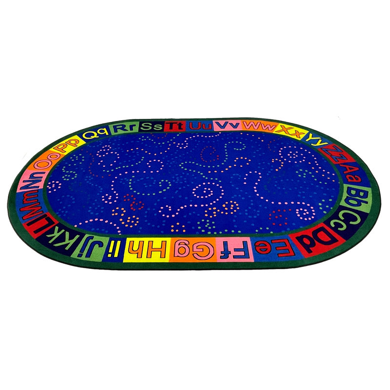 Oval 6' x 8'6" Multicolor Nylon Kids Educational Area Rug