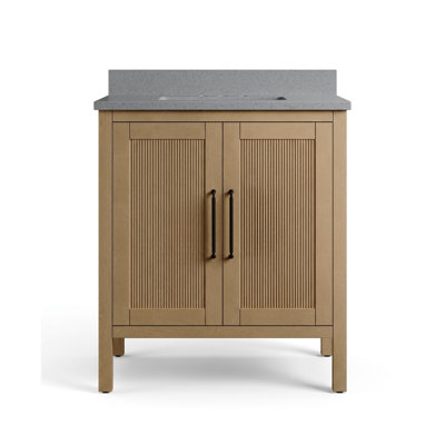 Kellian l 30 po x P 21 po Meuble-lavabo en chêne et comptoir en pierre reconstituée avec simple comptoir