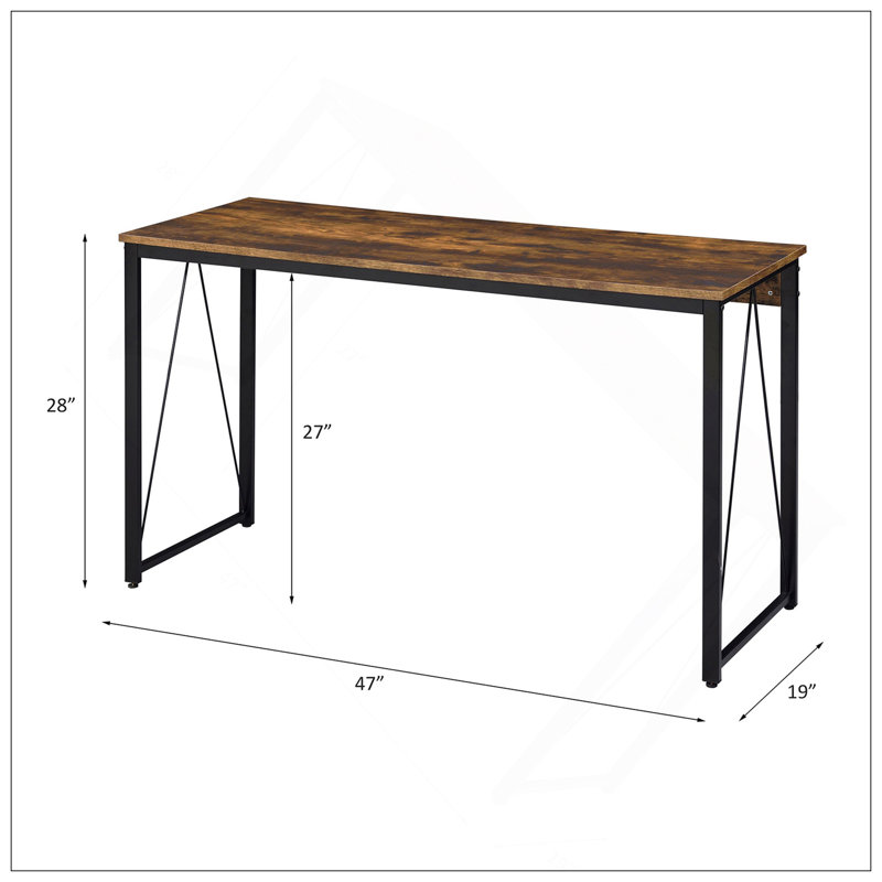 Versatile Rectangular Writing Desk With Sturdy Metal Base For Efficient Work And Study., 28" H x 47" W x 19" D, Ancient Oak