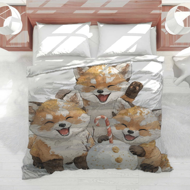 Cute Fox Trio Comforter, Twin