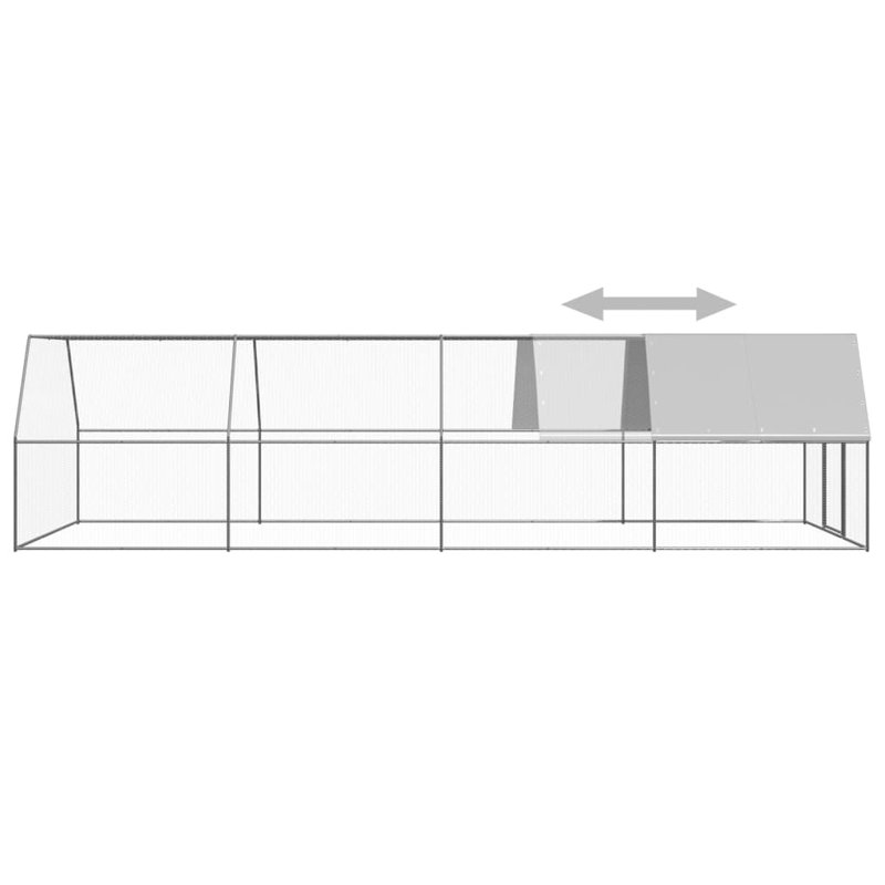 Cage à poules avec cage en acier galvanisé, 79" H x 118" W x 314" D, avec toit partiellement couvert